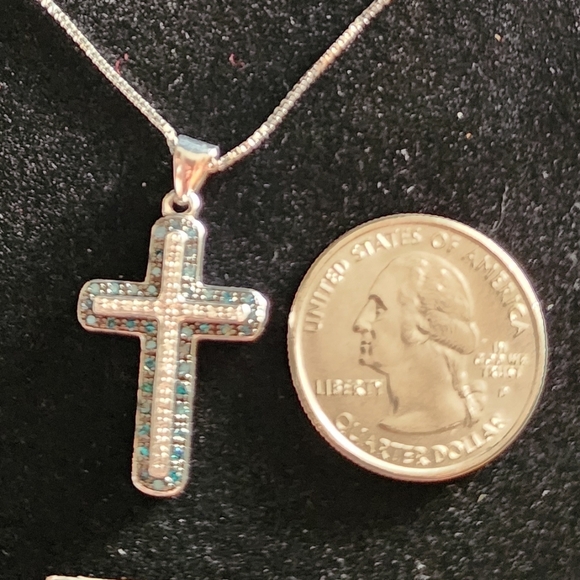 Real White And Blue Diamonds Necklace - Picture 2 of 12